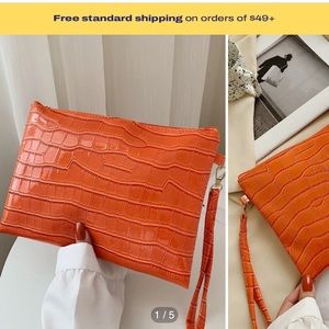Croc Embossed Wristlet Bag